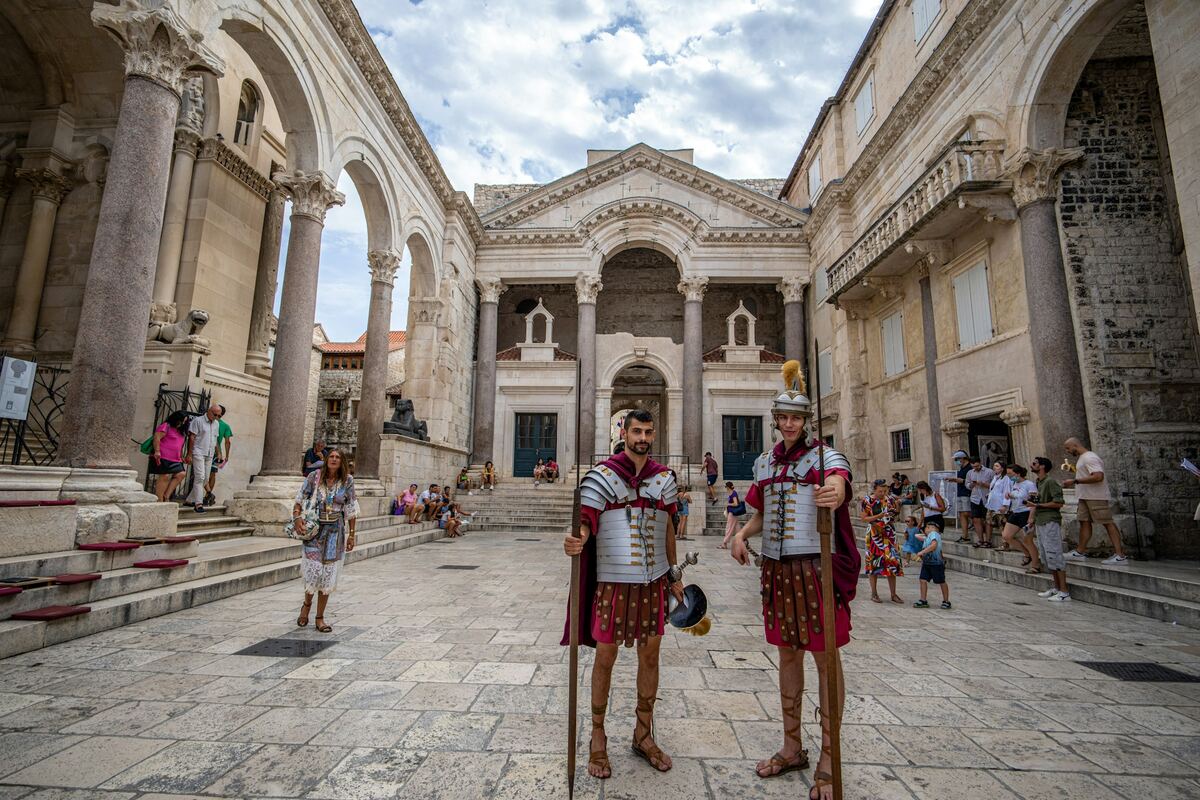 The Peristyle in Diocletian's Palace, with its columns and the Vestibule beyond